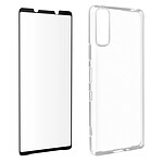 Avizar Coque Sony Xperia 10 III Souple et Film Verre Trempé 9H - noir