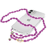 Avizar Bijou de Téléphone Bracelet à Perles Ovales 80cm Collection Charm - violet