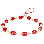 Avizar Bijou de Téléphone Bracelet à Perles ovales et rondes Collection Cosmopoli rouge