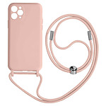 Avizar Coque Cordon pour iPhone 11 Pro Semi-rigide Lanière Tour du Cou 80cm Rose