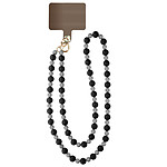 Avizar Bijou Téléphone Universel Grosse Perle Chaines 120cm avec Double Attache noir et gris