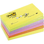 POST-IT Lot de 6 Recharges Z-notes 100 feuilles 7,6 x 12,7 cm coloris néon assortis