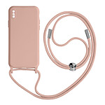 Avizar Coque Cordon pour iPhone X et XS Semi-rigide Lanière Tour du Cou 80cm rose