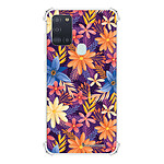 LaCoqueFrançaise Coque Samsung Galaxy A21S anti-choc souple angles renforcés transparente Motif Fleurs violettes et oranges