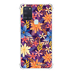 LaCoqueFrançaise Coque Samsung Galaxy A21S anti-choc souple angles renforcés transparente Motif Fleurs violettes et oranges