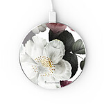 LaCoqueFrançaise Chargeur Induction contour argent blanc Fleurs roses