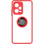 Avizar Coque pour Xiaomi Redmi Note 12 Pro Plus 5G Bi-matière Bague Métallique Support Vidéo  Rouge