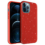 Avizar Coque Apple iPhone 12 / 12 Pro Paillette Amovible Silicone Semi-rigide Rouge