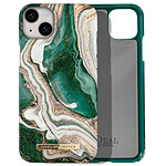 iDeal of Sweden Coque pour iPhone 14 Plus Marbré Luxe Ultra fine Golden Jade Marble Vert Foncé