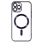 Avizar Coque MagSafe pour iPhone 13 Pro Silicone Protection Caméra  Contour Chromé Violet