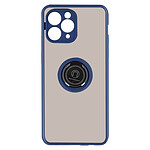 Avizar Coque pour IPhone 11 Pro Max Bi-matière Bague Métallique Support Vidéo Bleu Nuit