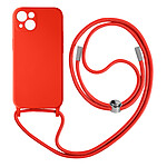 Avizar Coque Cordon pour Apple iPhone 13 Semi-rigide Lanière Tour du Cou 80cm rouge