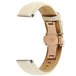 Avizar Bracelet pour Galaxy Watch 5 / 5 Pro / 4 Cuir véritable Boucle Papillon  beige