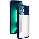 BigBen Connected Coque pour iPhone 13 Pro avec Cache Coulissant pour Caméra Bleu