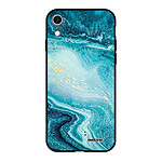 Evetane Coque iPhone Xr Silicone Liquide Douce noir Bleu Nacré Marbre