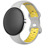 Avizar Bracelet pour Google Pixel Watch Silicone Bicolore Souple  Gris et Jaune