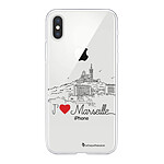 LaCoqueFrançaise Coque iPhone X/Xs silicone transparente Motif J'aime Marseille ultra resistant