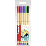 STABILO Pochette de 6 Stylos-Feutres POINT 88 Pointe Fine 0,4 mm couleurs assorties