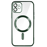 Avizar Coque MagSafe pour iPhone 12 Silicone Protection Caméra  Contour Chromé Vert