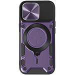Avizar Coque pour iPhone 15 Pro Max Bague Métallique Bi-matière Antichoc Violet