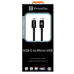 Xtrememac - Cable nylon 1m reversible USB-C vers MICRO-USB noir