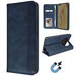 Avizar Étui pour Honor Magic 5 Pro portefeuille support vidéo motif croisillon  Bleu