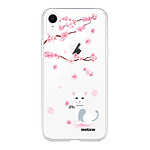 Evetane Coque iPhone Xr silicone transparente Motif Chat et Fleurs ultra resistant