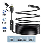 Avizar Endoscope Étanche IP67 Caméra Multi Ports USB-C Micro USB USB Longueur 5m