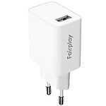 Fairplay Chargeur Secteur USB 12W Signé  Charge Rapide et Securisée Blanc