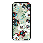 LaCoqueFrançaise Coque iPhone Xr Silicone Liquide Douce noir Fleurs vert d'eau