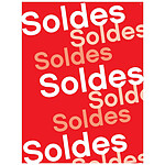 Apli Affiche SOLDES 60x80 cm Blanc sur Rouge