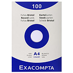EXACOMPTA Étui de 100 fiches - bristol uni non perforé 210x297mm - Blanc x 10