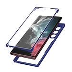 Avizar Coque pour Samsung Galaxy S22 Ultra Dos Plexiglas Avant Polymère Coins Renforcés  Contour bleu