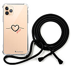 LaCoqueFrançaise Coque cordon iPhone 11 Pro Max Dessin Coeur Noir Amour