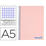 LIDERPAPEL Cahier spirale a5 micro wonder 240 pages 90g 5x5mm 6 trous 5 bandes couleurs rose x 20