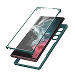 Avizar Coque pour Samsung Galaxy S22 Ultra Dos Plexiglas Avant Polymère Coins Renforcés Contour vert