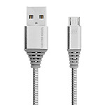 Avizar Câble Micro-USB vers USB Smartphone/tablette Charge & Synchro Métal 1m Argent