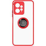 Avizar Coque pour Xiaomi Redmi Note 12 4G Bi-matière Bague Métallique Support Vidéo  Rouge
