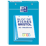 OXFORD Bloc de 30 Fiches Bristol Perforées A5 Q5/5 Bordures bleues