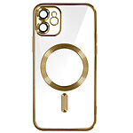 Avizar Coque MagSafe pour iPhone 11 Silicone Protection Caméra  Contour Chromé Or