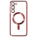 Avizar Coque MagSafe pour Samsung S23 Plus silicone protection caméra Transparent / Rouge