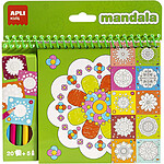 APLI Cahier de coloriage mandala - 20 pages et 5 crayons de couleur