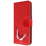 Avizar Étui Portefeuille Simili Cuir Rouge , Design Papillon p. Xiaomi Redmi Note 12 5G et 12 4G