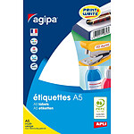 AGIPA Etui A5 (16 feuilles ) de 288 étiquettes multi-usage Permanentes 20x67 mm Blanc