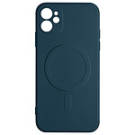 Avizar Coque Magsafe iPhone 12 Mini Silicone Souple Intérieur Soft-touch Mag Cover bleu nuit