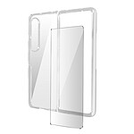 Avizar Coque pour Samsung Galaxy Z Fold 4 Silicone Souple et Film Verre Trempé 9H  transparent