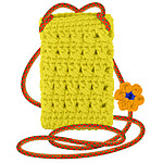 Avizar Sac Bandoulière pour Smartphone Tricoté Main Motif Fleur  Jaune