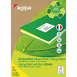 AGIPA Boite de 2400 étiquettes 70x37 mm (24 x 100F A4) Multi-usage Coin Droit Recyclé Blanc