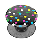 Popsockets PopGrip Black Disco Dots pour Smartphone, Bague et Support Universel Transparent