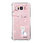 Evetane Coque Samsung Galaxy S8 Plus anti-choc souple angles renforcés transparente Motif Chat et Fleurs